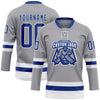 Custom Gray Royal-White Hockey Lace Neck Jersey