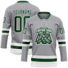 Custom Gray Green-White Hockey Lace Neck Jersey