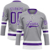 Custom Gray Purple-White Hockey Lace Neck Jersey