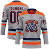 Custom Gray Navy-Orange Hockey Lace Neck Jersey