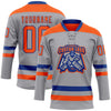 Custom Gray Orange-Royal Hockey Lace Neck Jersey