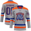 Custom Gray Royal-Orange Hockey Lace Neck Jersey