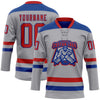 Custom Gray Red-Royal Hockey Lace Neck Jersey