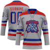 Custom Gray Royal-Red Hockey Lace Neck Jersey