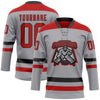 Custom Gray Red-Black Hockey Lace Neck Jersey