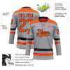 Custom Gray Orange-Black Hockey Lace Neck Jersey