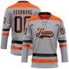 Custom Gray Black-Orange Hockey Lace Neck Jersey