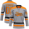 Custom Gray Bay Orange-Black Hockey Lace Neck Jersey