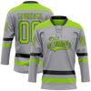 Custom Gray Neon Green-Black Hockey Lace Neck Jersey