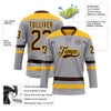 Custom Gray Brown-Gold Hockey Lace Neck Jersey