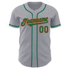 Custom Gray Kelly Green-Orange Authentic Baseball Jersey