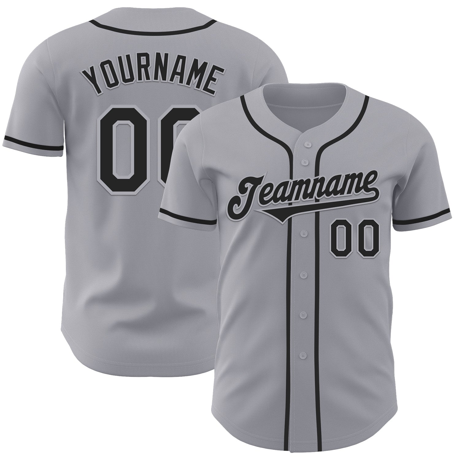 Custom Gray Black Authentic Baseball Jersey