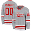 Custom Gray Red-White Hockey Jersey