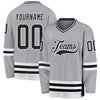 Custom Gray Black-White Hockey Jersey