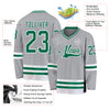 Custom Gray Kelly Green-White Hockey Jersey