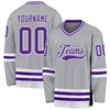 Custom Gray Purple-White Hockey Jersey