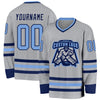 Custom Gray Light Blue-Navy Hockey Jersey