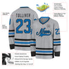 Custom Gray Blue-Black Hockey Jersey