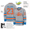 Custom Gray Orange-Blue Hockey Jersey