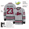 Custom Gray Maroon-Black Hockey Jersey