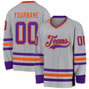 Custom Gray Purple-Orange Hockey Jersey