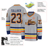 Custom Gray Navy Gold-Orange Hockey Jersey