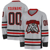 Custom Gray Black-Red Hockey Jersey