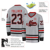 Custom Gray Black-Red Hockey Jersey