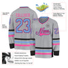 Custom Gray Light Blue Black-Pink Hockey Jersey