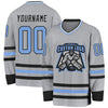 Custom Gray Light Blue-Black Hockey Jersey