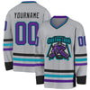 Custom Gray Purple Black-Teal Hockey Jersey