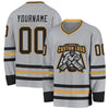 Custom Gray Black-Old Gold Hockey Jersey