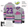 Custom Gray Purple Black-Pink Hockey Jersey