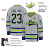 Custom Gray Navy-Neon Green Hockey Jersey