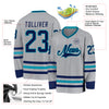 Custom Gray Navy-Teal Hockey Jersey