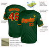 Custom Green Red-Gold Mesh Authentic Throwback Baseball Jersey