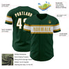 Custom Green White-Old Gold Authentic Baseball Jersey