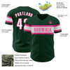 Custom Green White-Pink Authentic Baseball Jersey