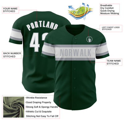 Custom Green White-Gray Authentic Baseball Jersey