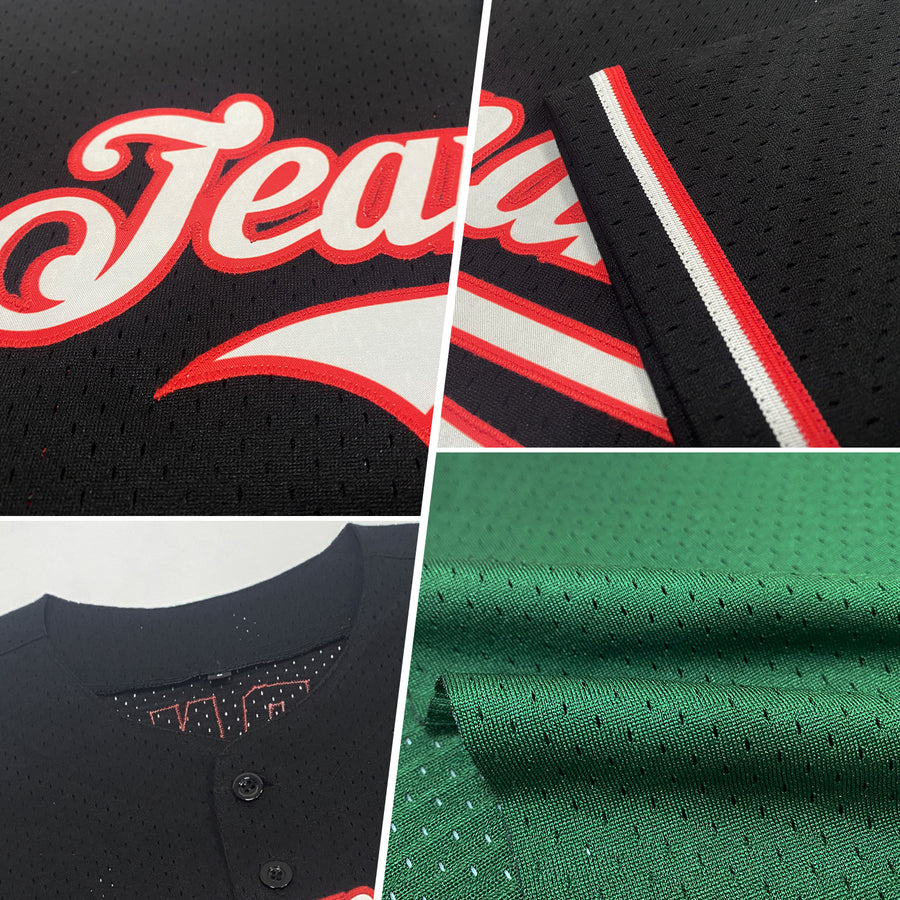 Custom Green White-Gold Mesh Authentic Throwback Baseball Jersey