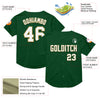 Custom Green White-Old Gold Mesh Authentic Throwback Baseball Jersey