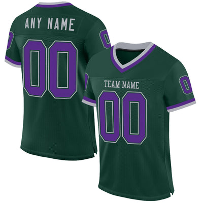 Custom Green Purple-Gray Mesh Authentic Throwback Football Jersey