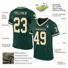 Custom Green Cream-Black Mesh Authentic Throwback Football Jersey