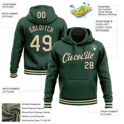 Custom Stitched Green Cream-Black Sports Pullover Sweatshirt Hoodie