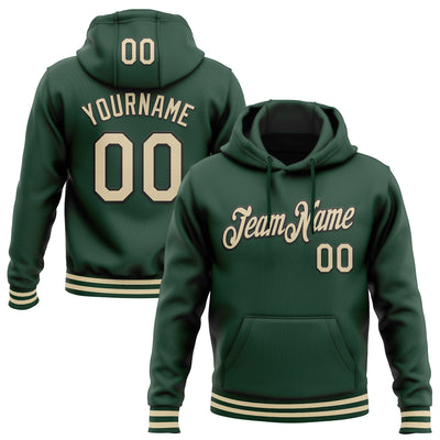 Custom Stitched Green Cream-Black Sports Pullover Sweatshirt Hoodie