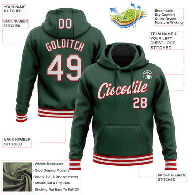 Custom Stitched Green White-Red Sports Pullover Sweatshirt Hoodie