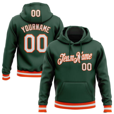 Custom Stitched Green White-Orange Sports Pullover Sweatshirt Hoodie