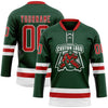 Custom Green Red-White Hockey Lace Neck Jersey