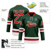 Custom Green Red-White Hockey Lace Neck Jersey