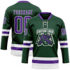 Custom Green Purple-White Hockey Lace Neck Jersey